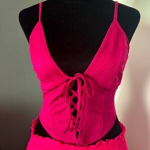Urban Outfitters fuchsia synched corset top